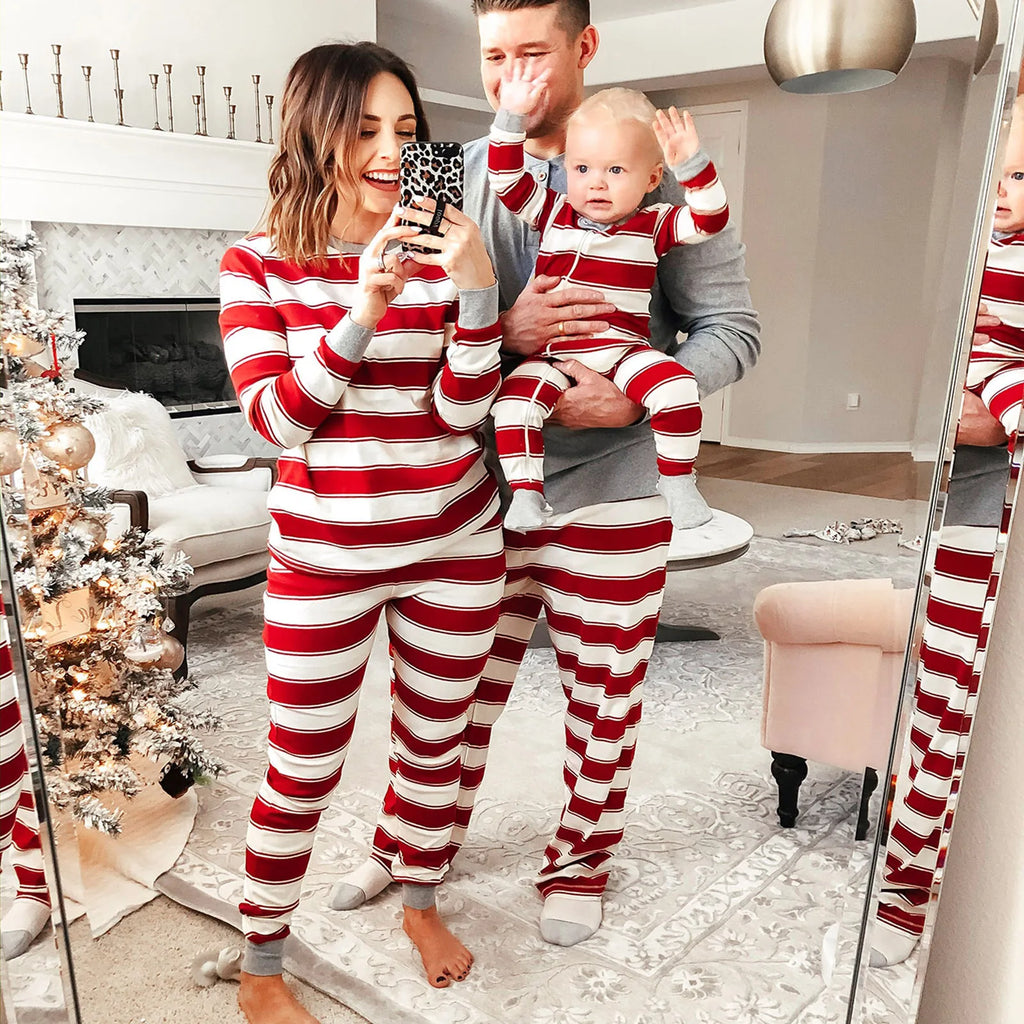 Striped Plain Christmas Pyjamas