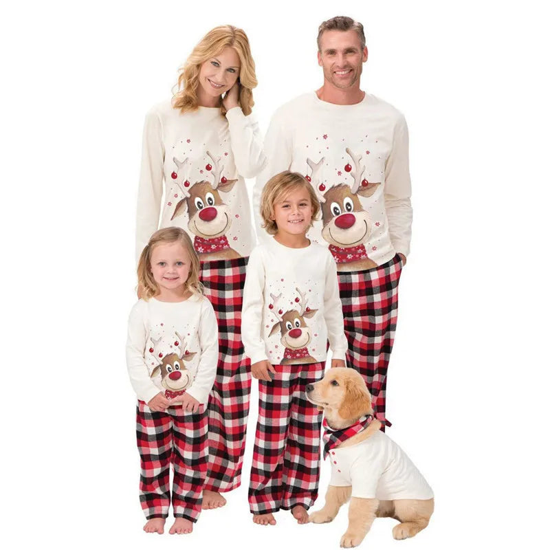 Beige Reindeer Matching Family Christmas Pyjamas