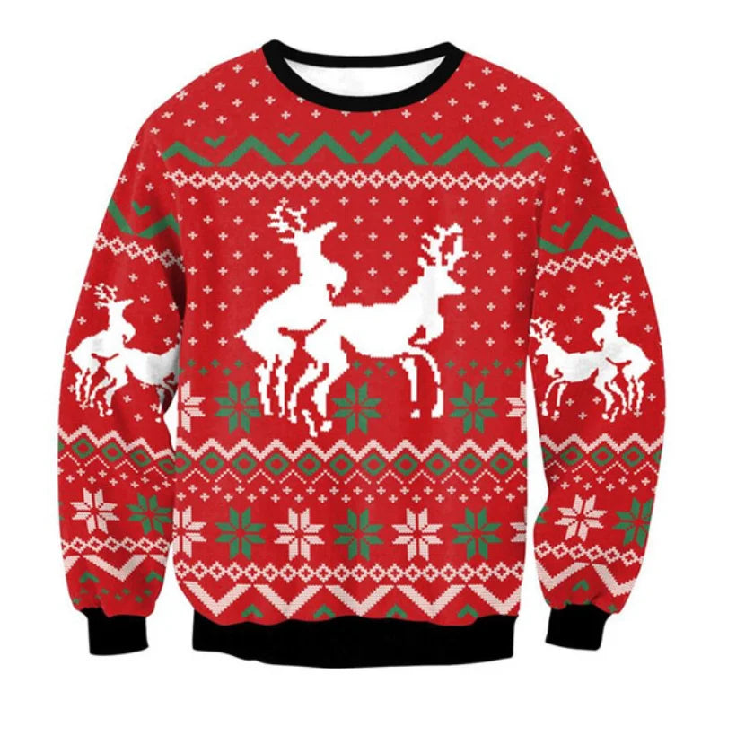 Holiday Red Reindeer Christmas Jumper