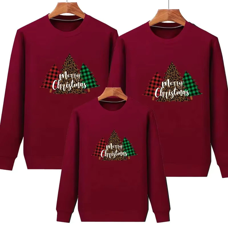 Plain Wine Red Christmas Tree Matching Christmas Jumper