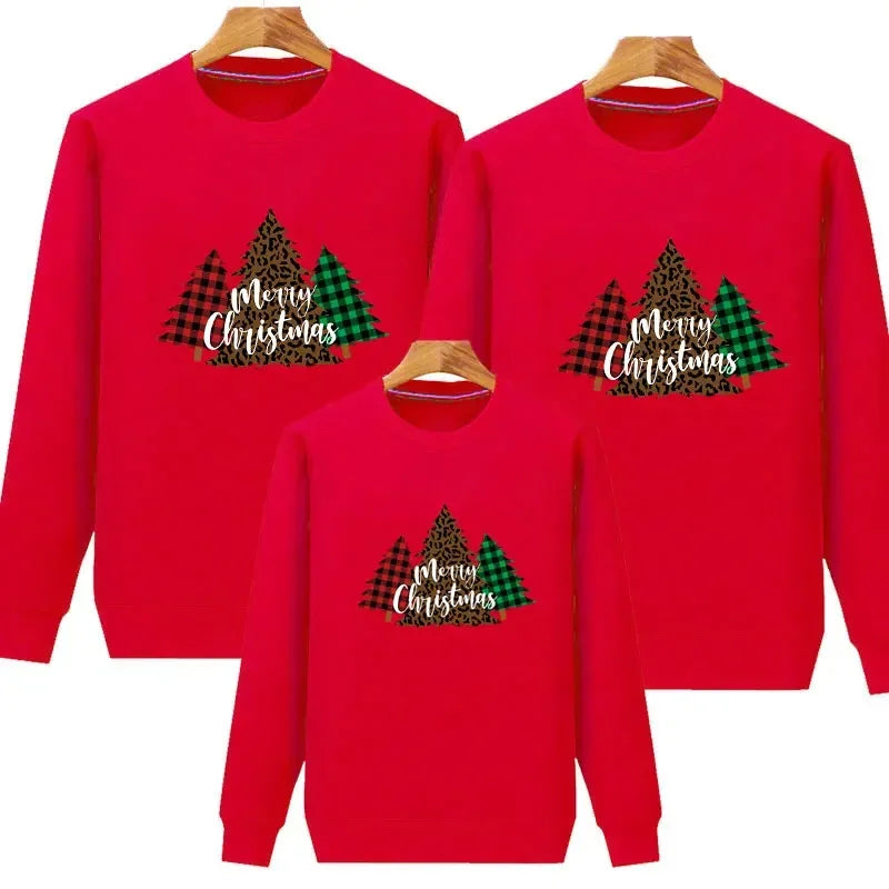 Plain Red Christmas Tree Matching Christmas Jumper