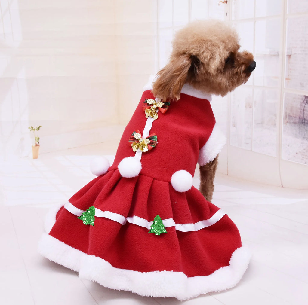 Dog Sparkly Red Christmas Dress