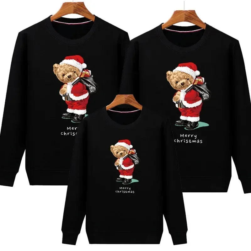 Plain Black Christmas Bear Matching Christmas Jumper