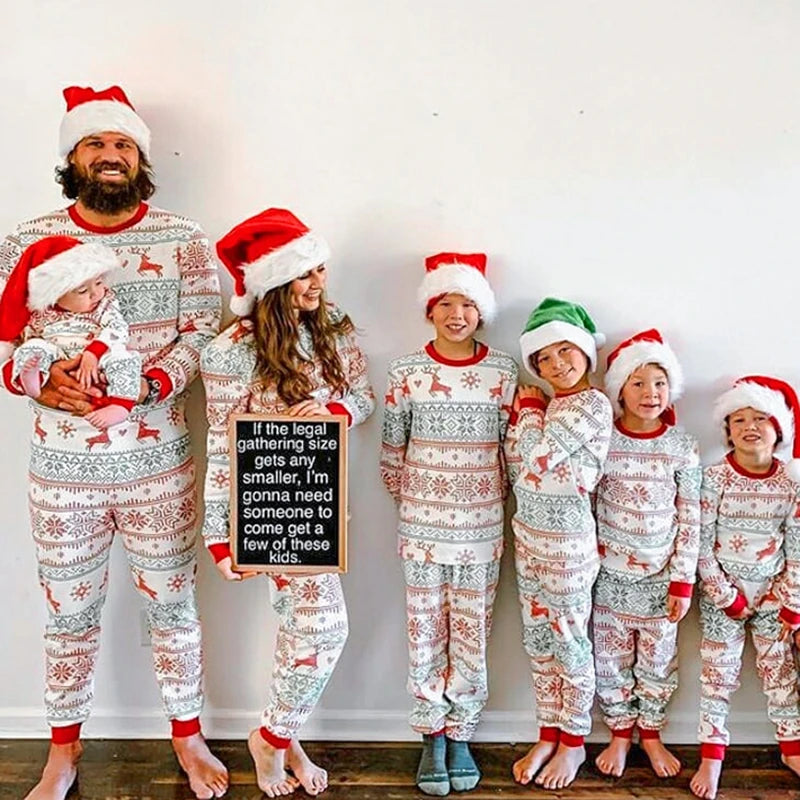 Light Green Long Sleeve Matching Family Christmas Pyjamas