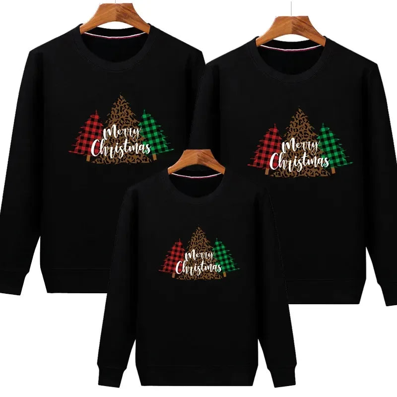 Plain Black Christmas Tree Matching Christmas Jumper