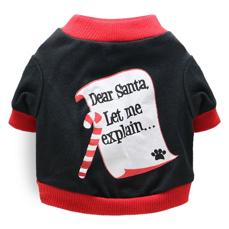 Holiday Dog T-Shirt with Dear Santa Theme