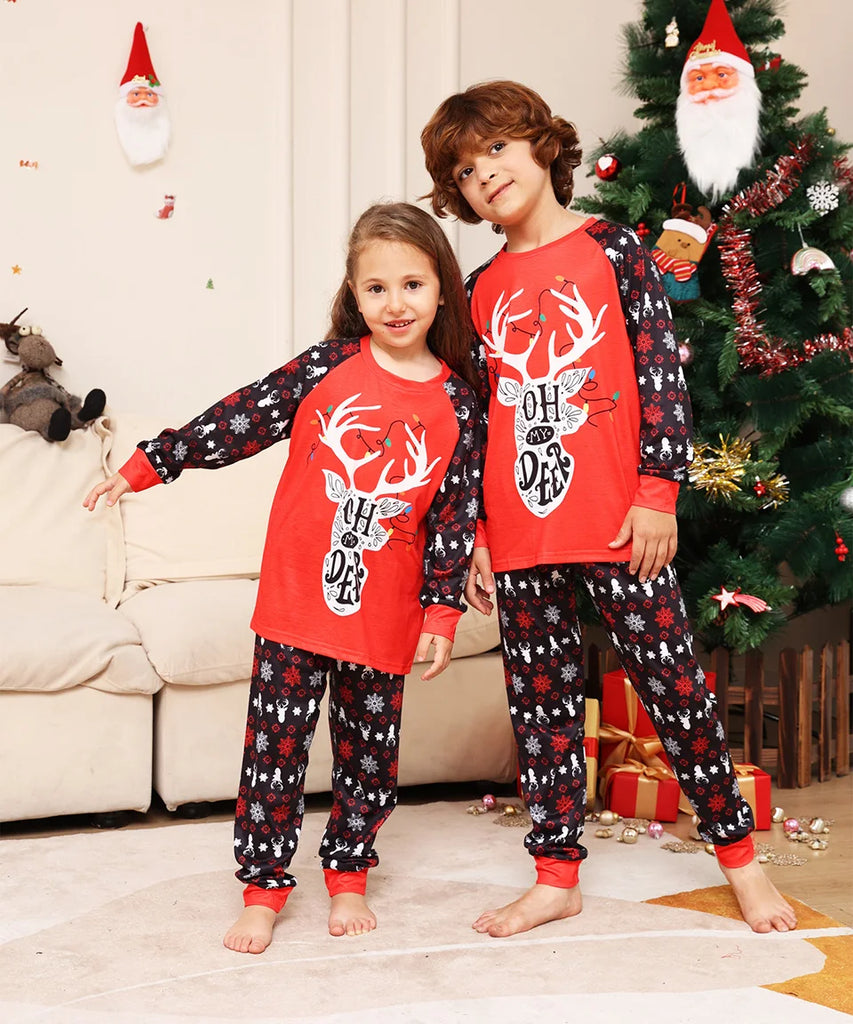 Children wearing Oh Deer matching pyjamas