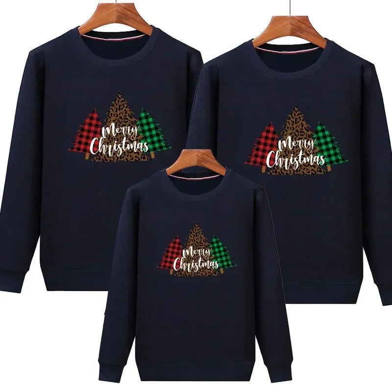 Plain Navy Christmas Tree Matching Christmas Jumper