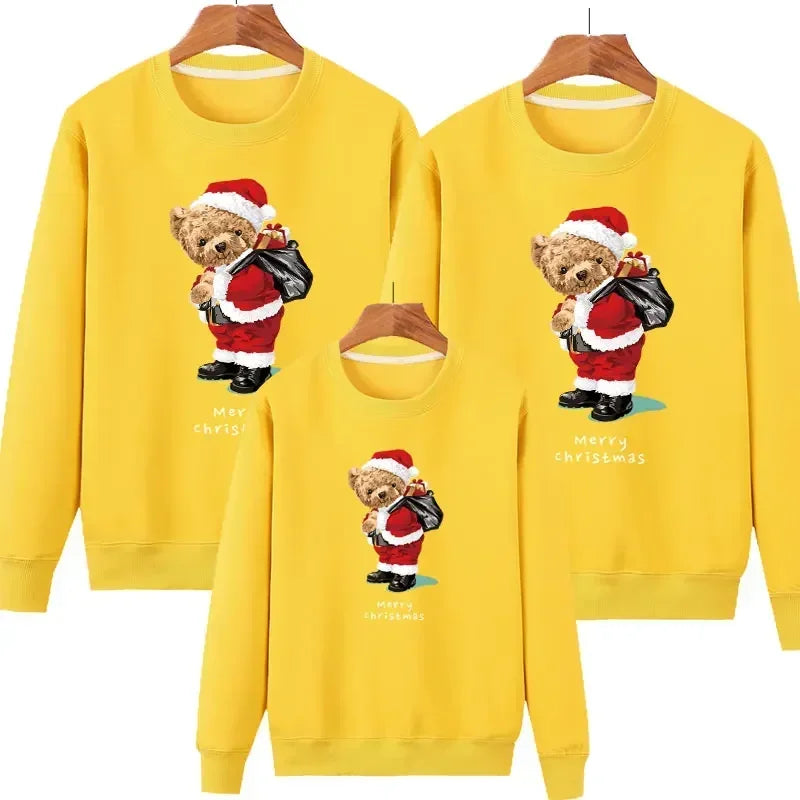 Plain Yellow Christmas Bear Matching Christmas Jumper