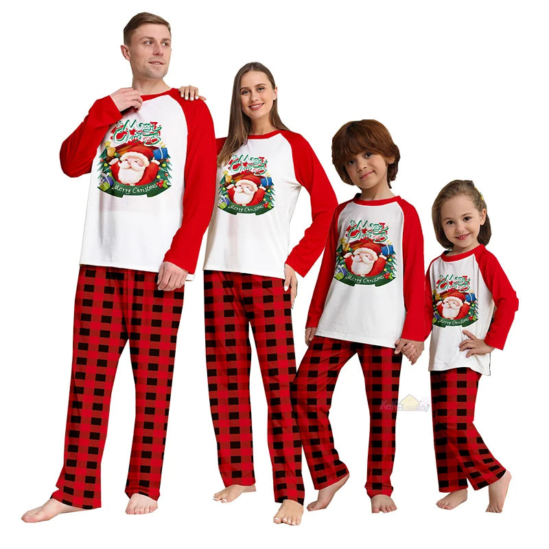 Soft red Christmas pyjamas with cheerful Santa print
