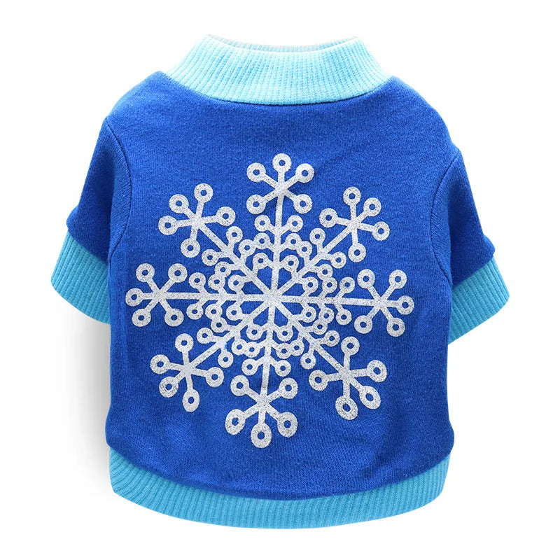 Dog Christmas Blue Snowflake T-Shirt for Festive Fun