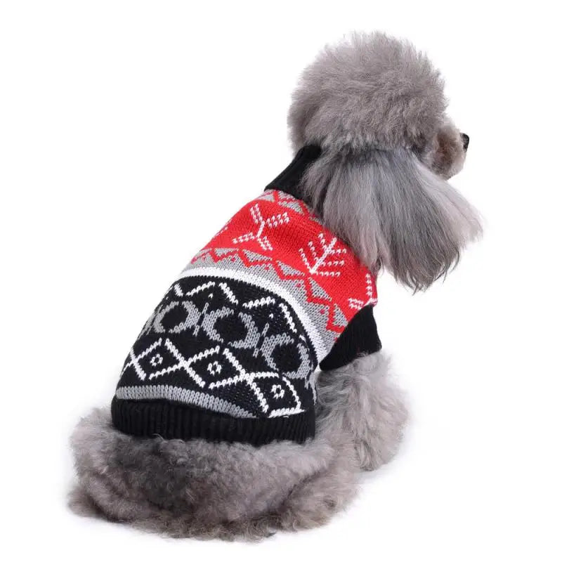 Black Dog Jumper with Reindeer Design for the Holidays