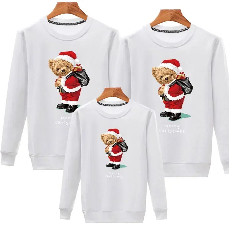 Plain White Christmas Bear Matching Christmas Jumper