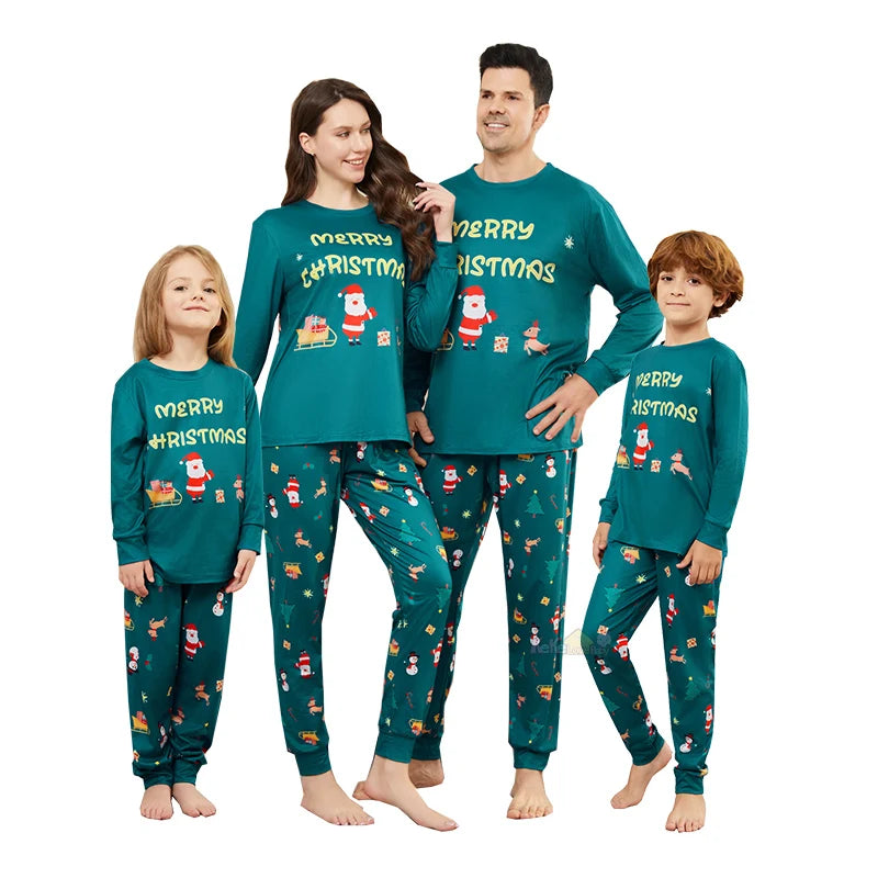 Green Santa Sleigh Christmas Pyjamas