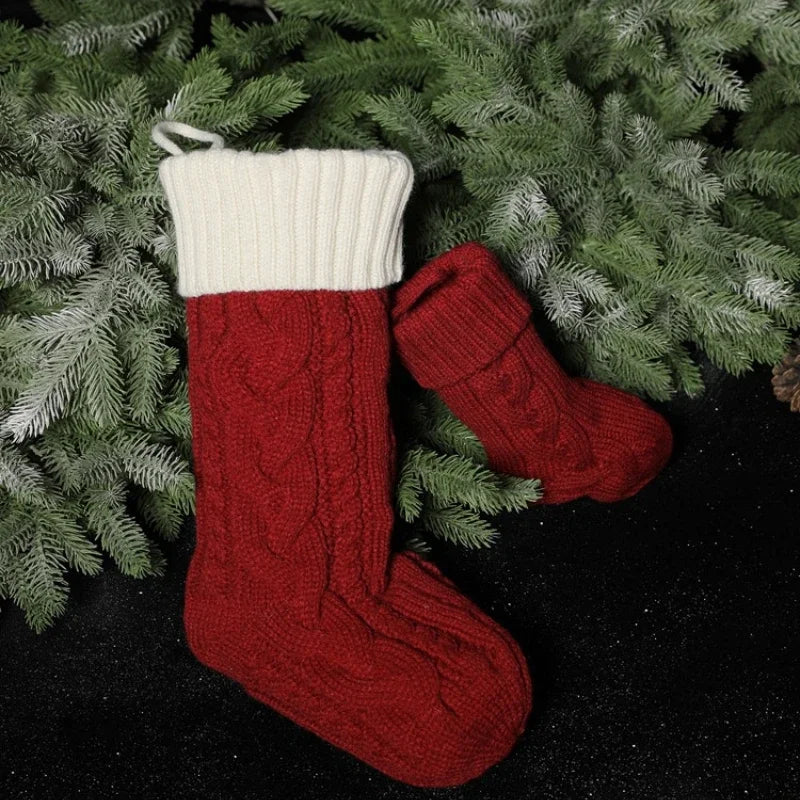 Large Cable Knitted Christmas Stocking - 18 Inch