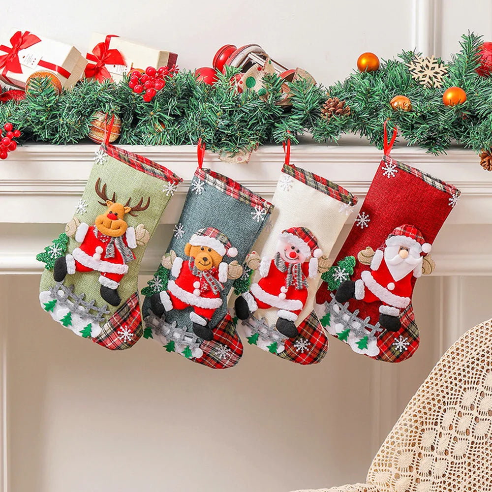 Linen Christmas Character Stockings