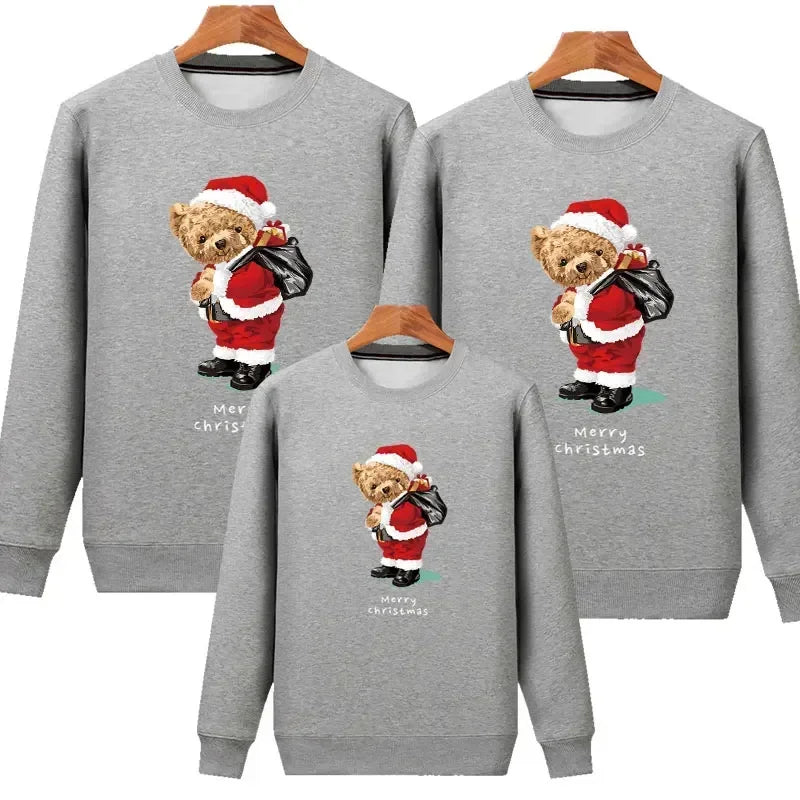 Plain Grey Christmas Bear Matching Christmas Jumper